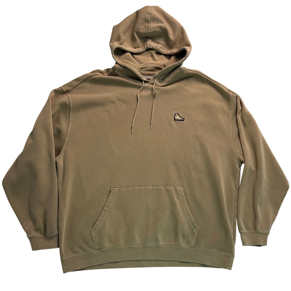 Converse Chuck Taylor Gender-Free Hoodie Tan Khaki Pullover XL Embroidered Logo